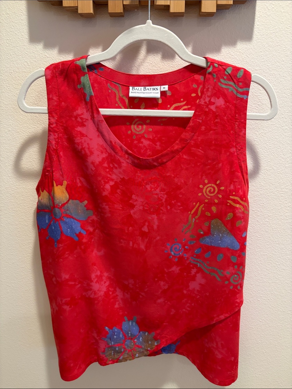 Bali Batiks Red Floral Scoop Neck Tank